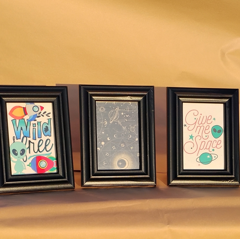Black Framed Space-Themed Art Set